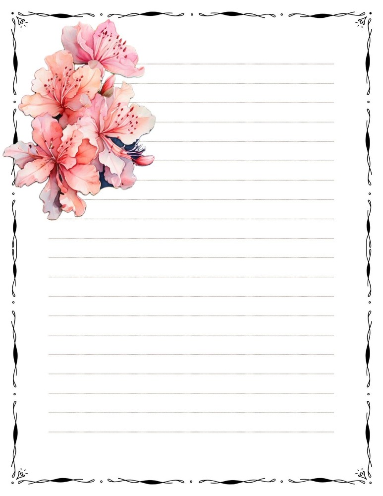 24 - Lined Stationary Sheets with 12 White Envelopes - Spring Design #007
