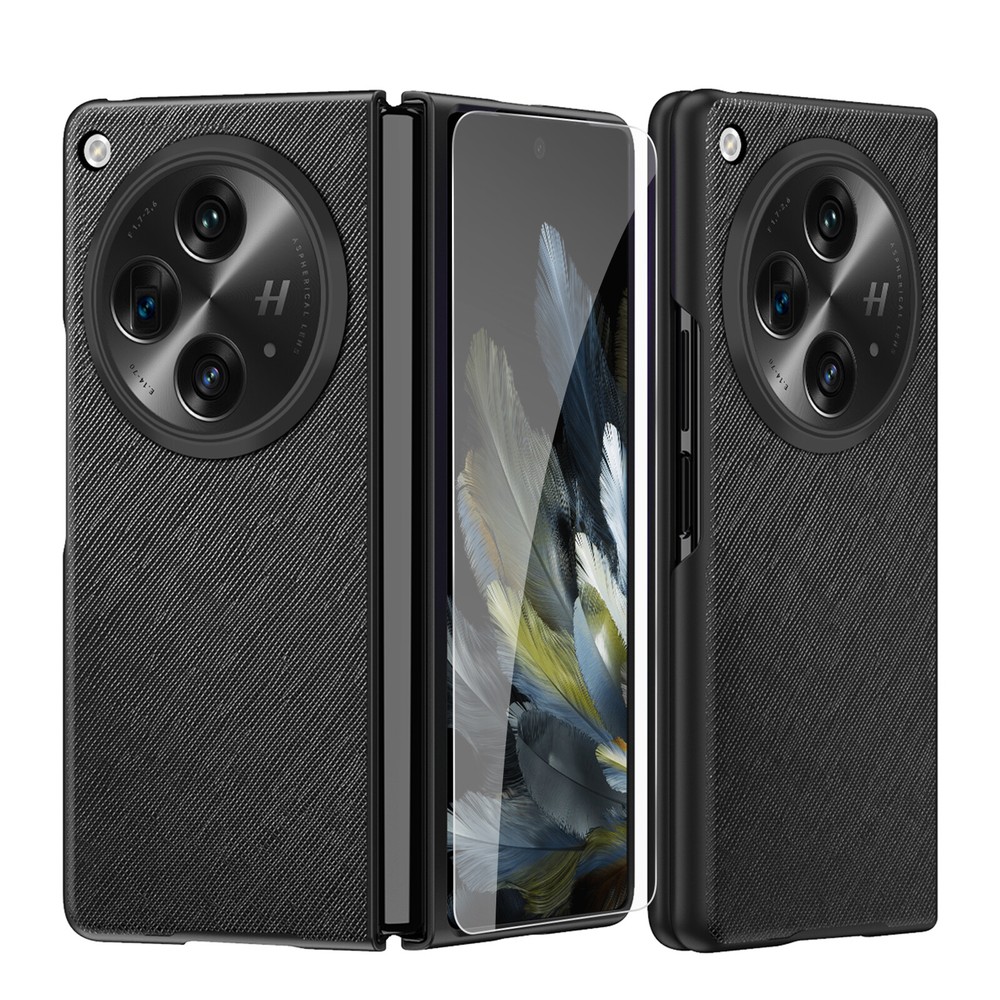 For OnePlus Open PU Leather Slim Rugged Shockproof Case with Screen Protector