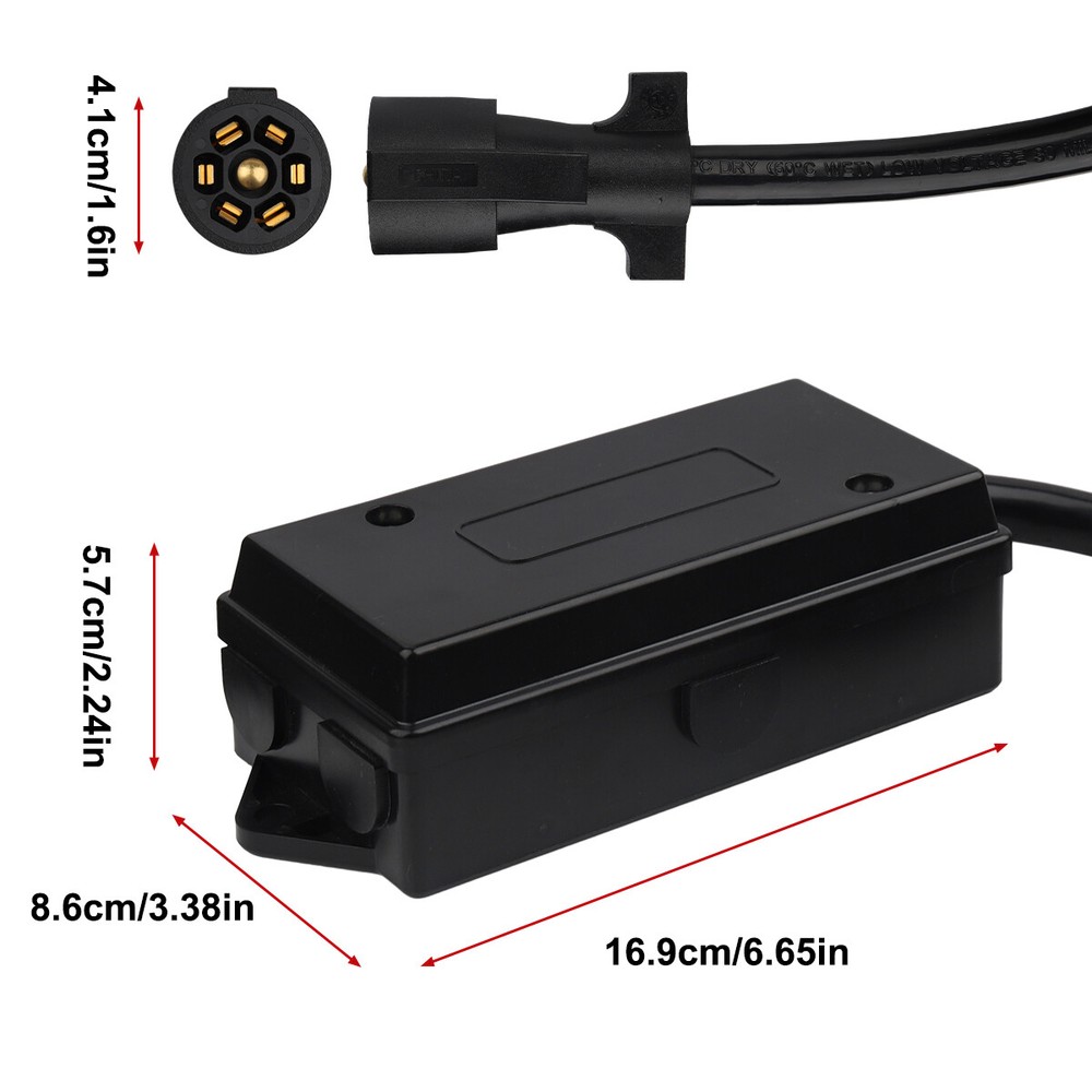 4ft 8ft Trailer Cord 7 Way Plug 7-Pole Inline Junction Box Wiring Harness Kit