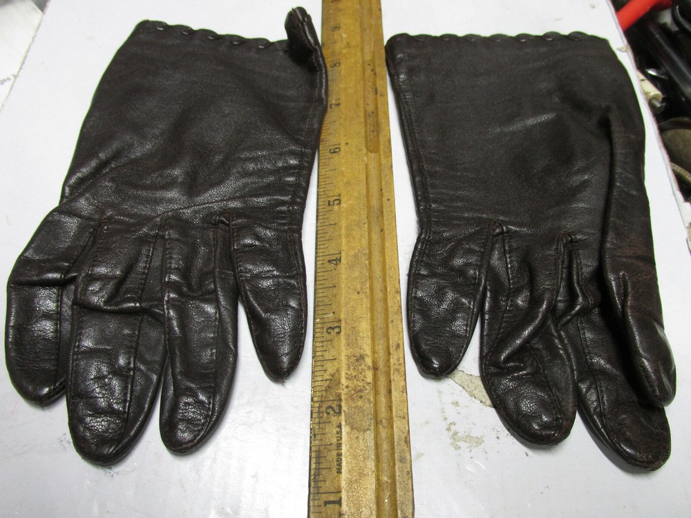 [DFG] women's leather small size brown leather gloves