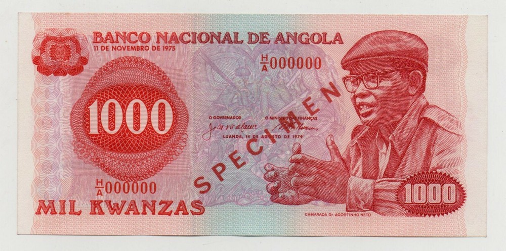 ANGOLA 1000 KWANZAS 1979 PICK 117 SPECIMEN UNC