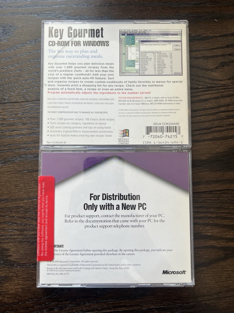 Key Gourmet & Home Cooking Master Chefs CD-ROM Computer Software For Windows