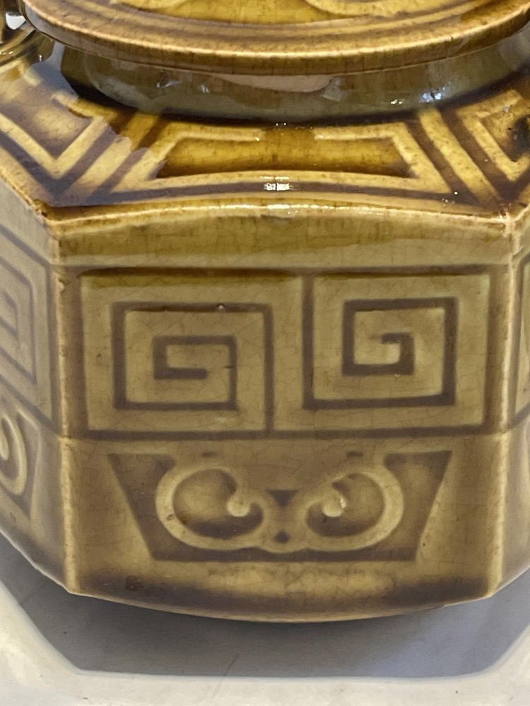 Vintage Ceramic Teapot with Bamboo Handle