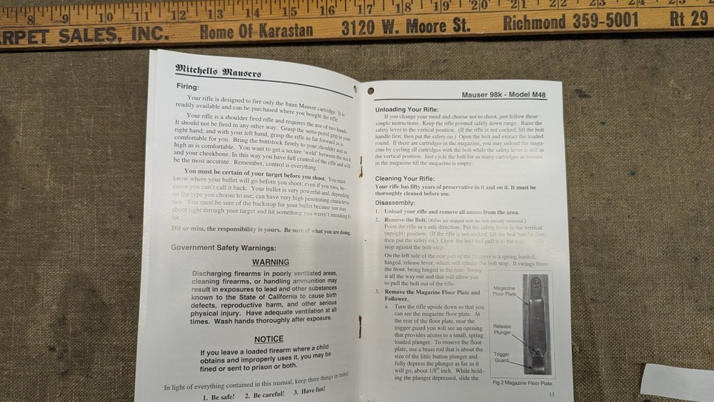 Instruction Manual, Vintage Mitchell's Mausers manual