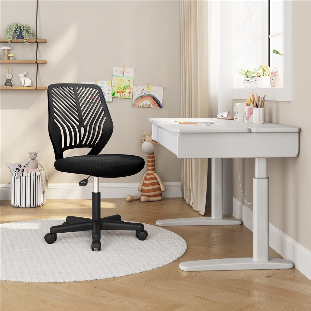 Adjustable Armless Mid Back Office Chair Black