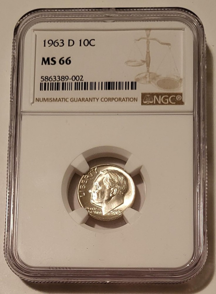 1963 D Roosevelt Dime MS66 NGC