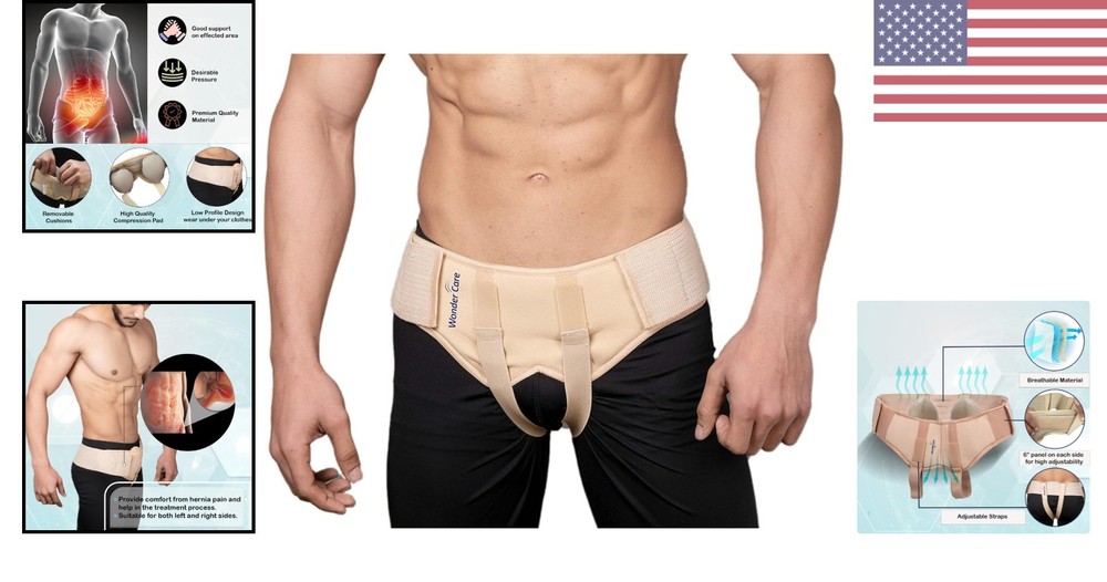 Men's Inguinal Hernia Belt - Durable Adjustable Design with Compression Pads