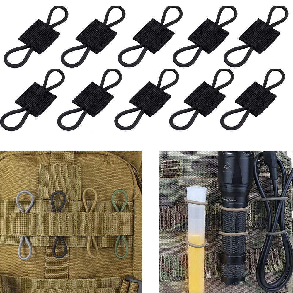 10pcs Tactical Molle Webbing Retainer Elastic Binding Buckle Small Tool Retainer