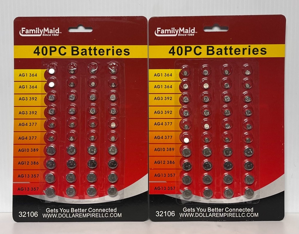 2x 40 pc Assorted ALKALINE Button Coin Battery Cell Watch Calculator Flashlight