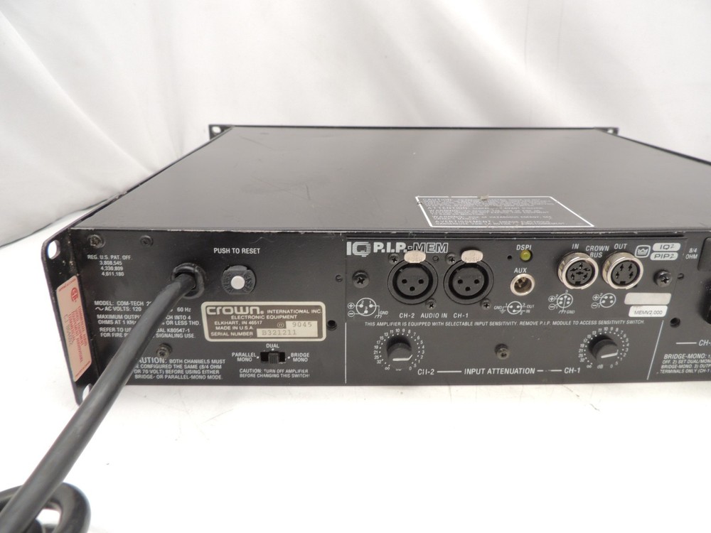 Crown Com-Tech 200 200W 2 Channel Commercial Power Amplifier Tested Working