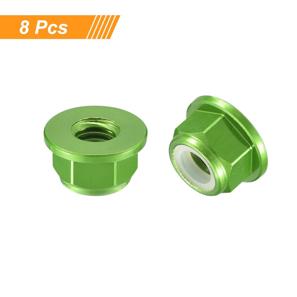 Nylon Insert Hex Lock Nuts, 8pcs - M4x0.7mm Self-Locking Nut(Green)