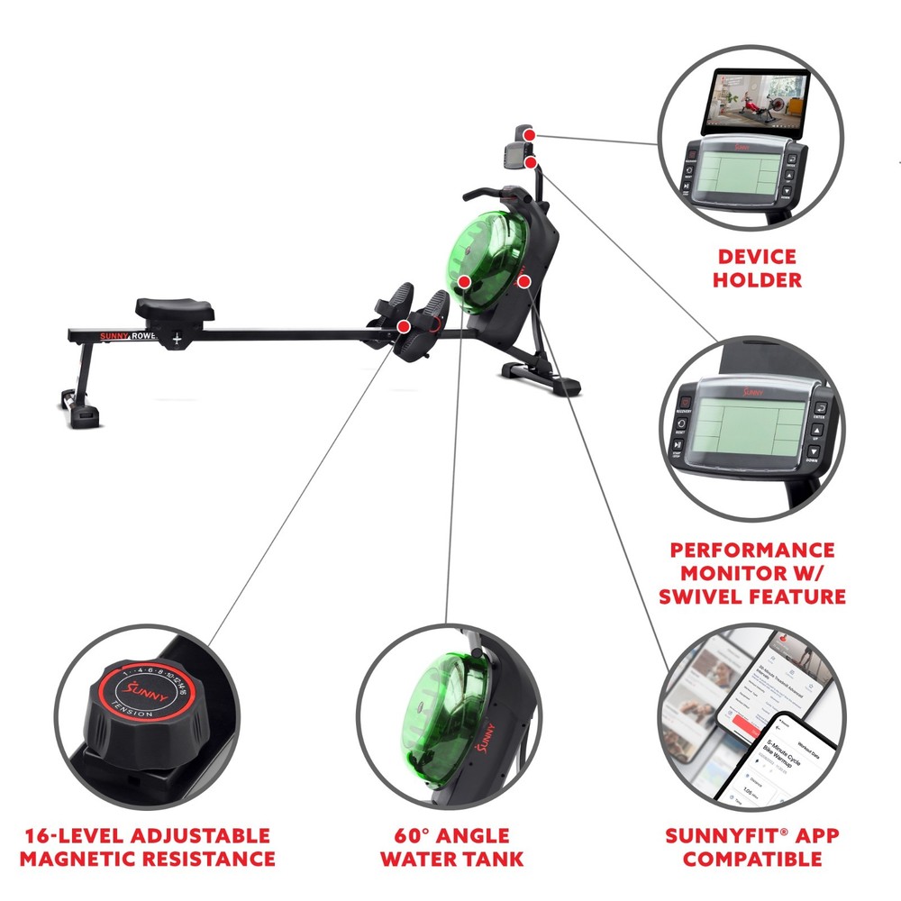 Foldable Smart Magnetic Water Rowing Machine Dynamic Duo Resistance Full Workout