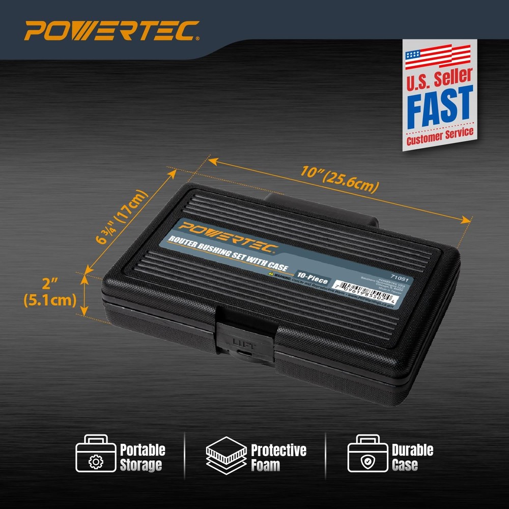 POWERTEC 72092 Solid Router Template Bushing Guides and Centering Pin