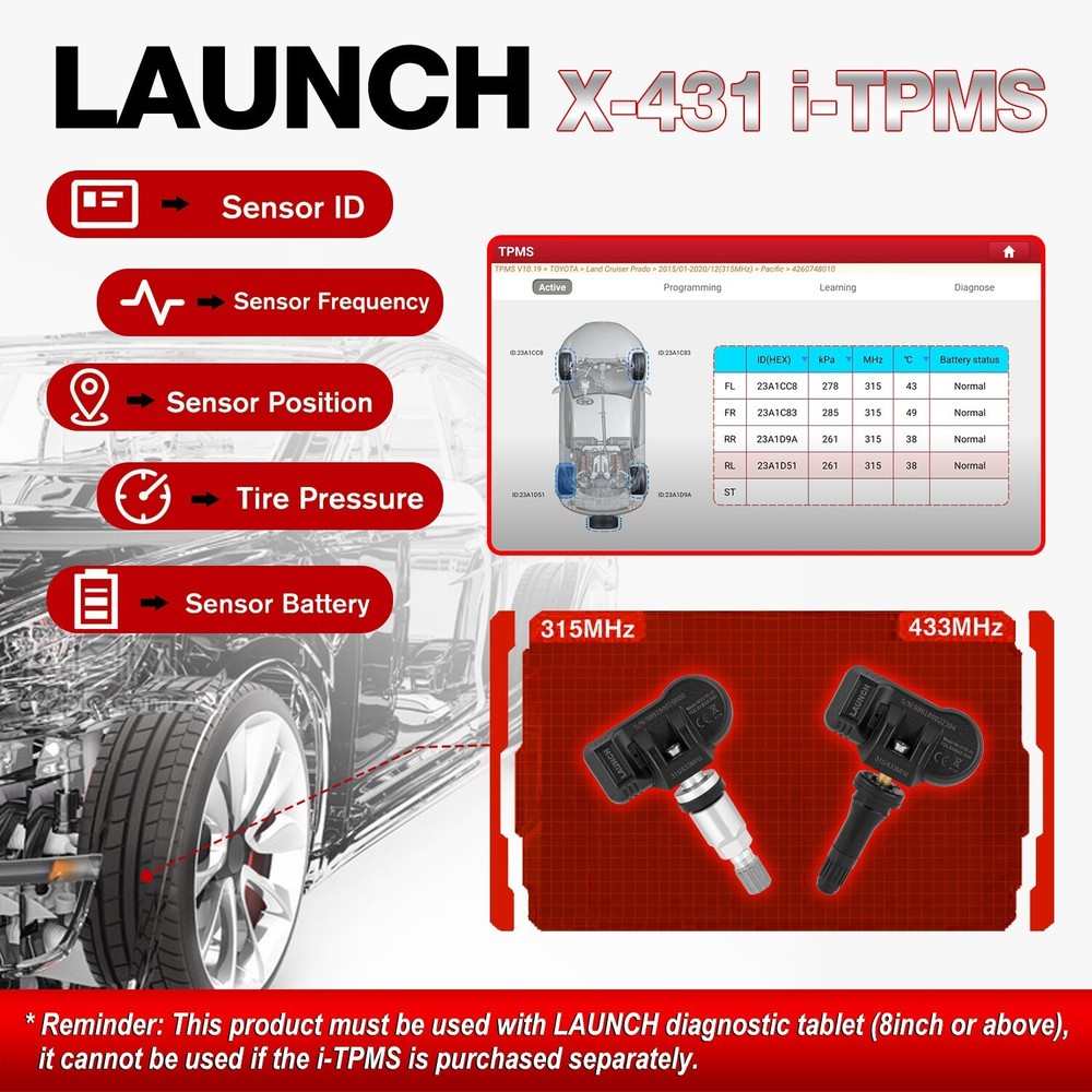 LAUNCH X431 i-TPMS Car TPMS Tire Pressure Sensor Activator Programming Learning