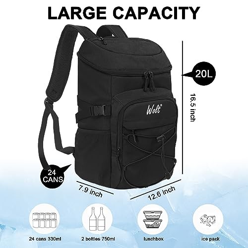 Cooler Backpack,24 Cans Insulated Backpack Cooler Leakproof,Lightweight Black