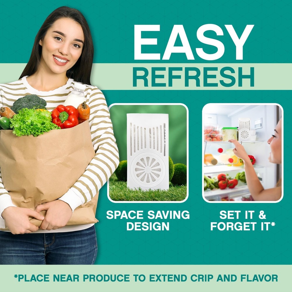 Refrigerator Deodorizer with Zeolites (2-Pack) - Odor Eliminator for Fridge &...