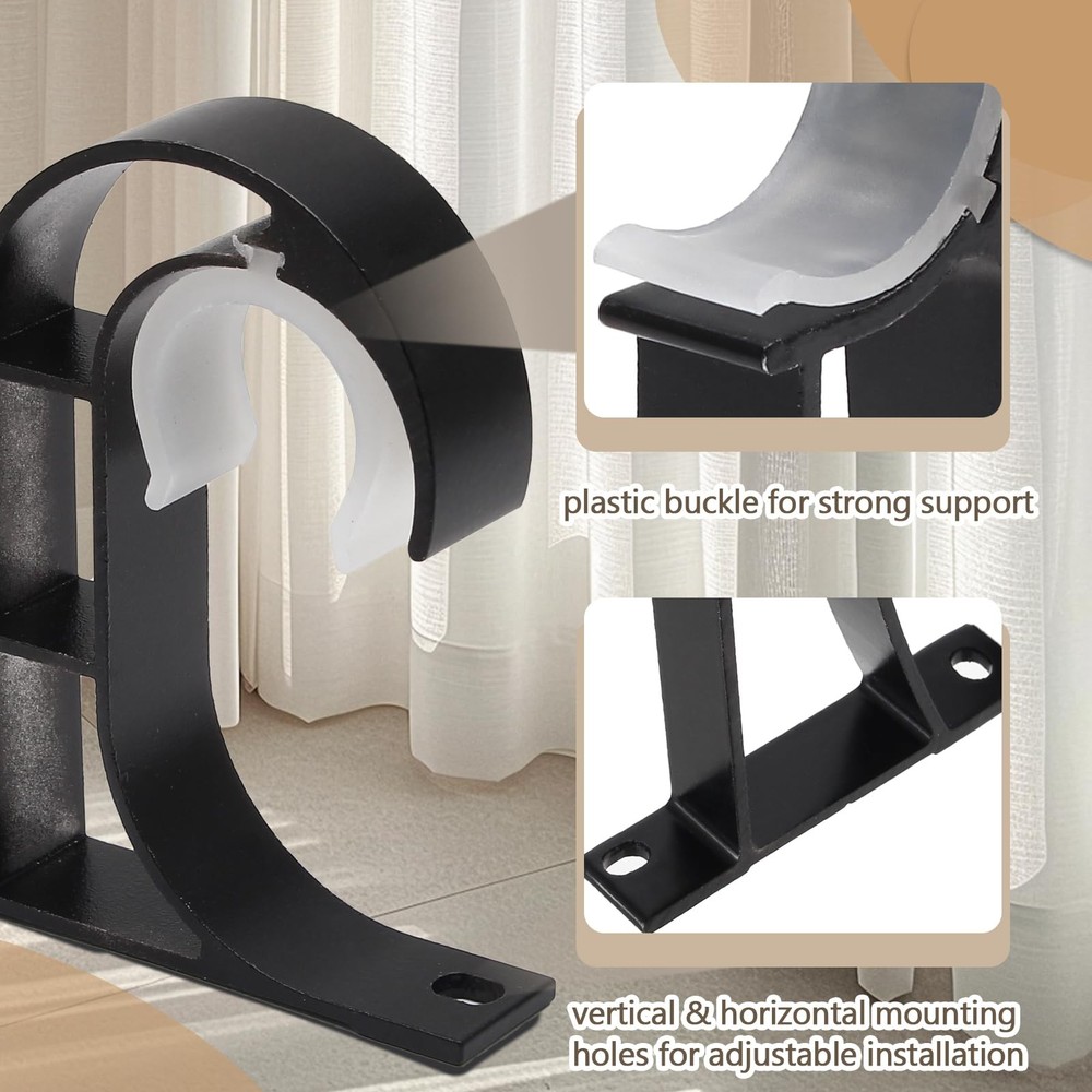 4 Pack Ceiling Curtain Rod Brackets, Aluminum Alloy Ceiling Mount Hooks for 1...
