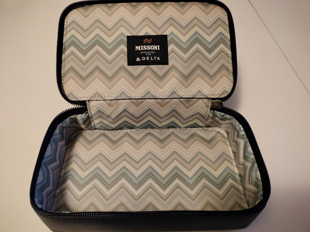 Missoni Delta One Amenity Kit textured zigzag pattern blue zippered pouch