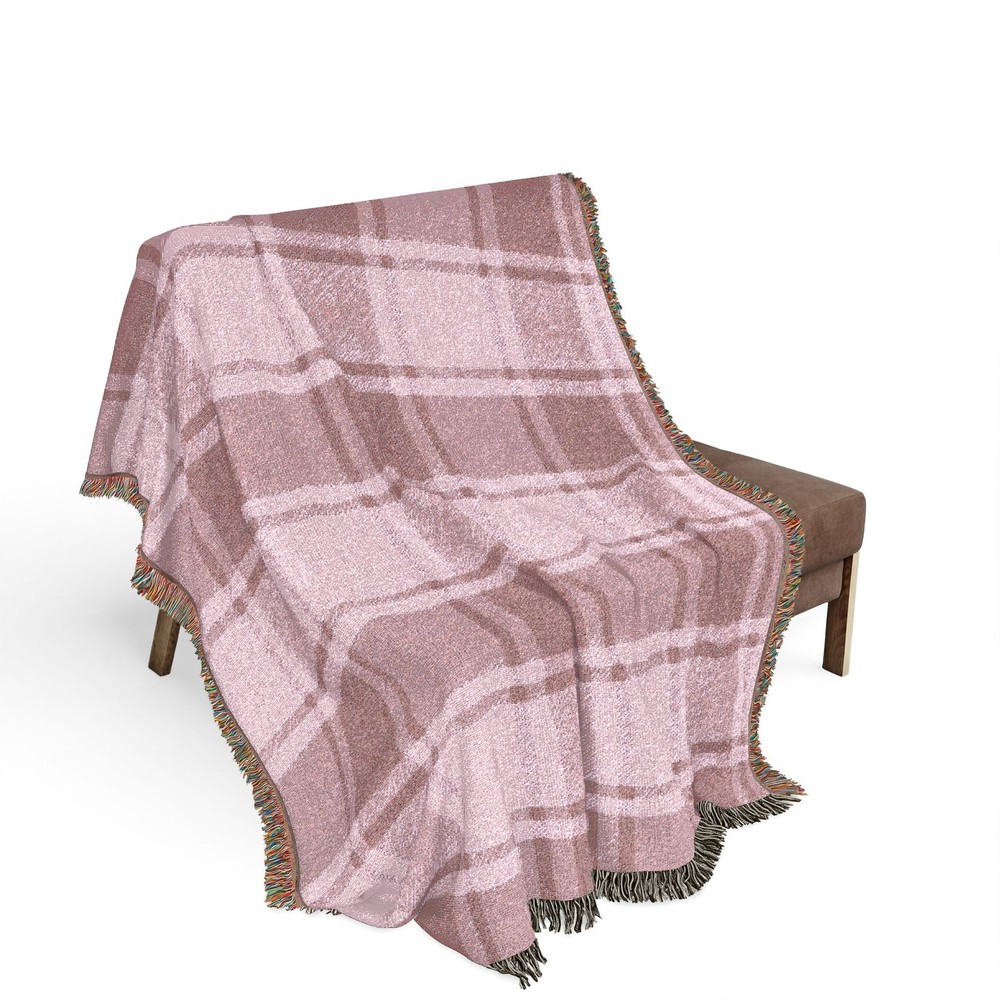 Plaid Pattern Woven Blanket | Pink or Green Check Throw