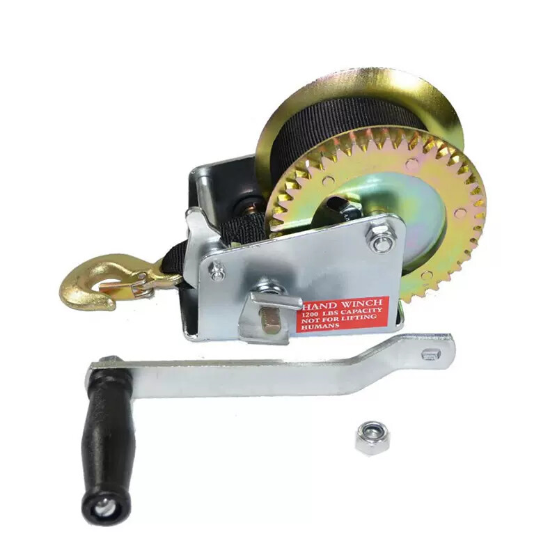 1200LBS Manual Winch Hand Crank Winch Webbing Motorcycle Trailer Parts