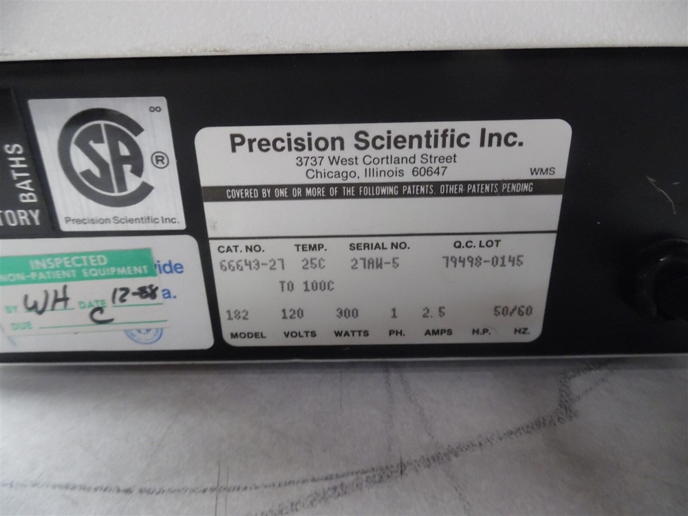 Precision Scientific Water Bath 182 Cat: 66643-21