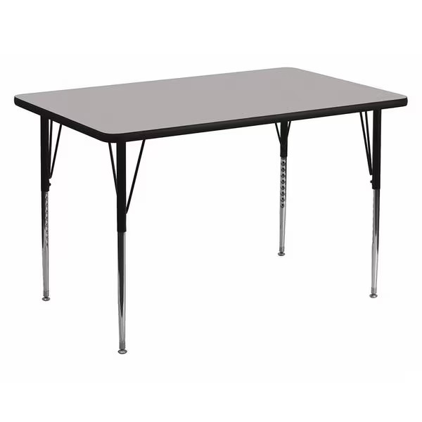 Rectangle Activity Table, Chrome, Laminate, Particleboard, Steel, Grey Flash