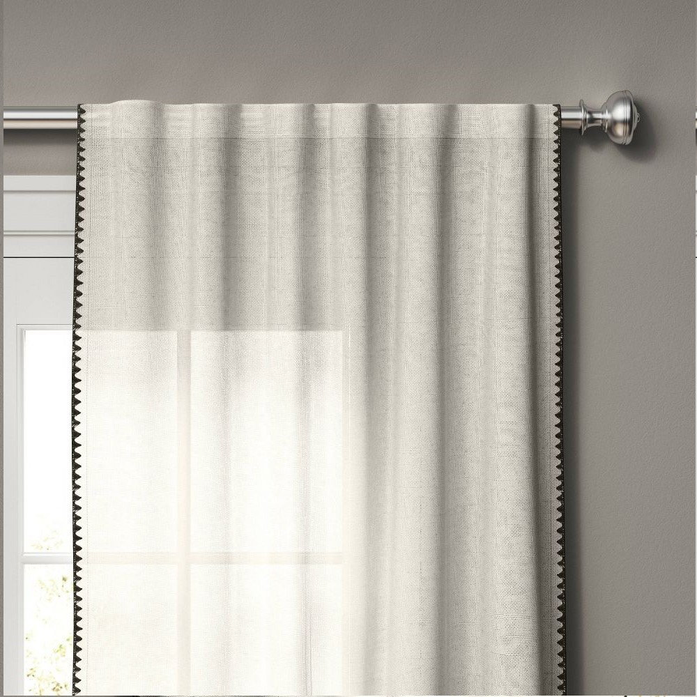 1pc 54"x95" Light Filtering Stitched Edge Window Curtain Panel Off White -