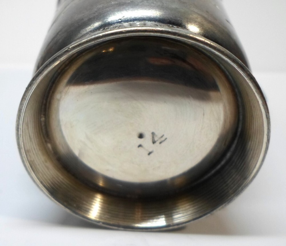 Antique VICTORIAN SILVER PLATED CUP - BFA Script Monogram 3" Tall