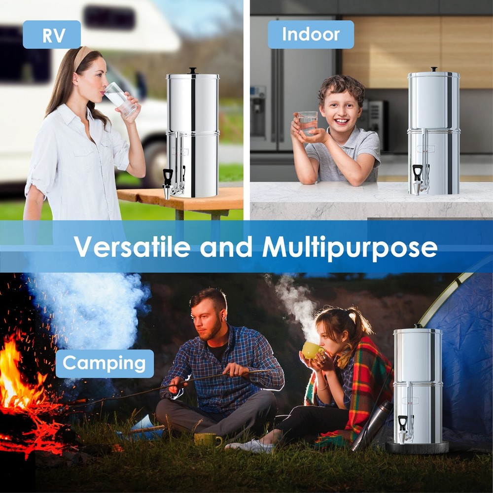 Waterdrop Gravity-fed Water Filter System, with 4 Filters, 2.25G Stainless-Steel