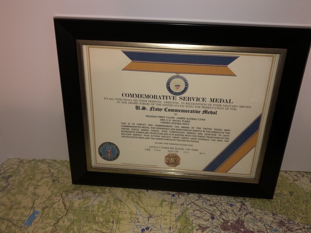 U.S. NAVY COMMEMORATIVE MEDAL CERTIFICATE ~ Type 1