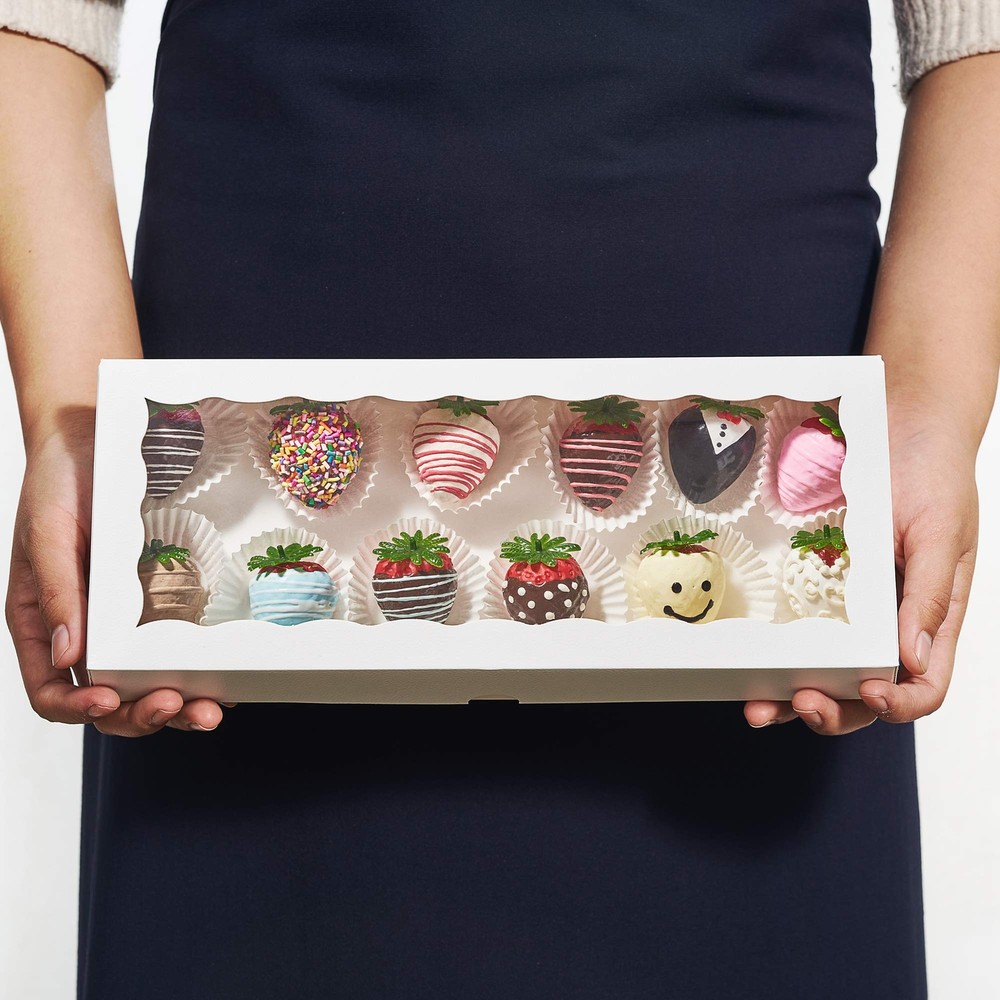 Premium Macaron Boxes Auto-Popup Cookie Gift Boxes 12x5x1.5" 24 Pack