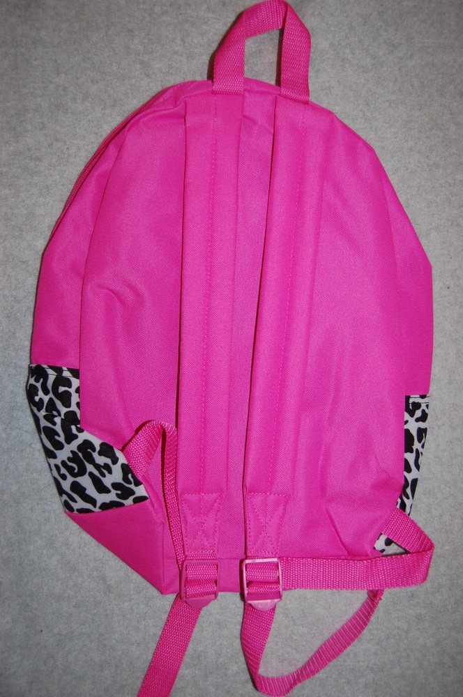Girls Backpack 2 Compartment Padded Adjustable Straps PINK Zebra Stripe Leopard