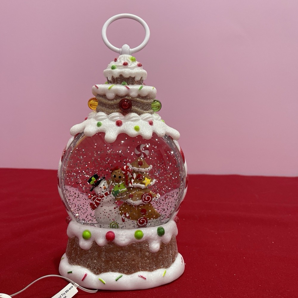 Lighted Gingerbread Christmas Snow Globe Lantern