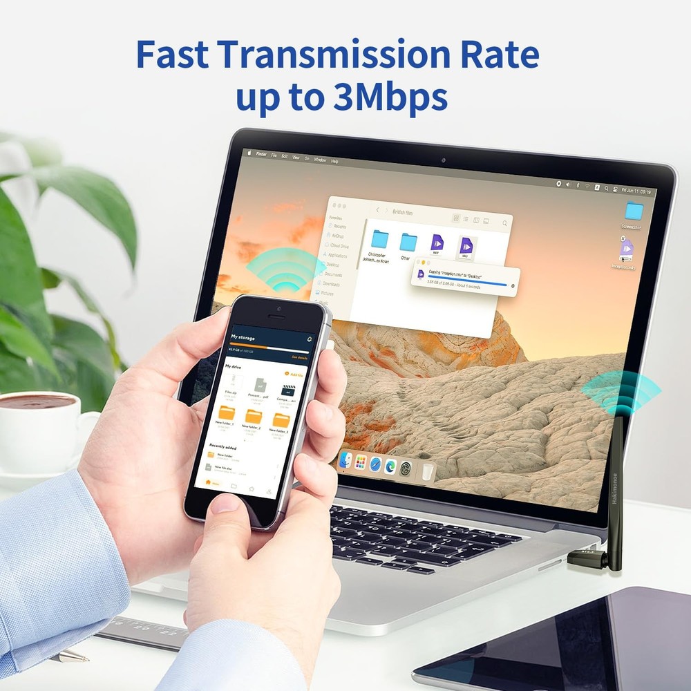 Hakimonoe Long Range USB Bluetooth 5.3 Adapter for PC, Wireless Mini, Black