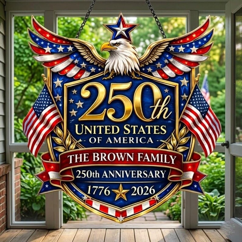 Personalized USA 250th Anniversary Suncatcher Acrylic