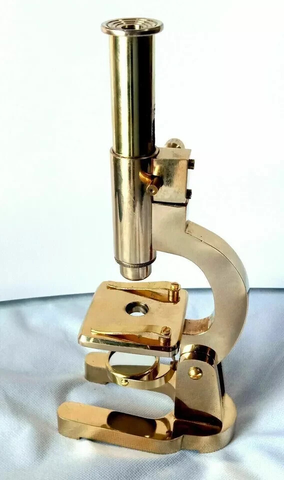 Antique Vintage Solid Brass Microscope Student Microscope 9 Inch
