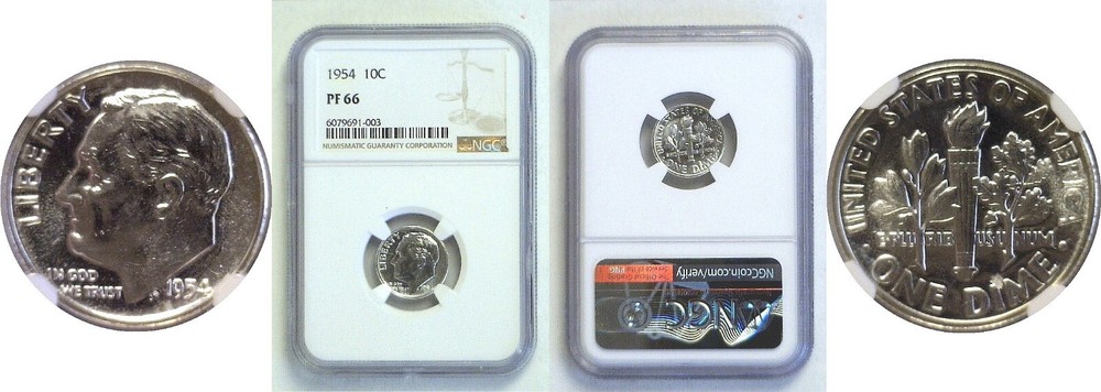 1954 10C Silver Roosevelt Dime Proof NGC PF 66
