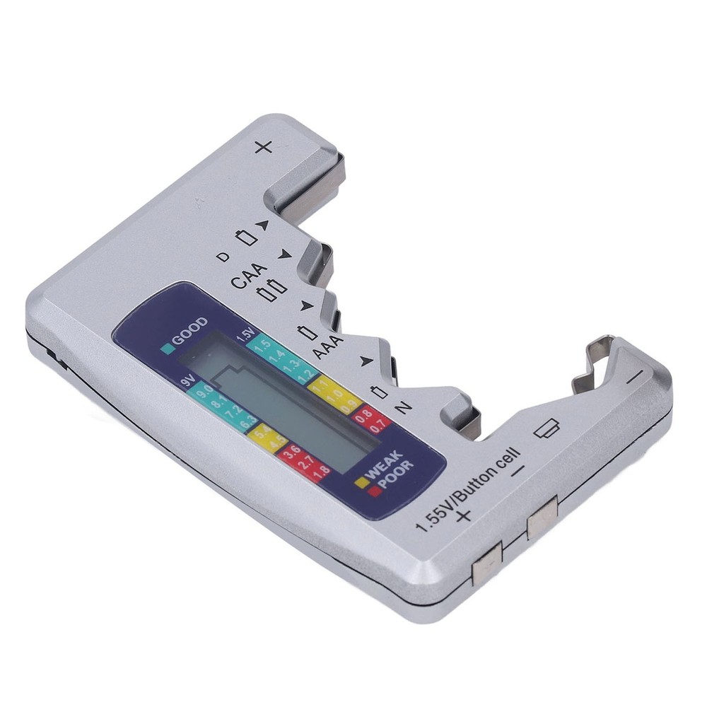 Digital Battery Tester LCD Screen Button Cell Battery Checker Silver