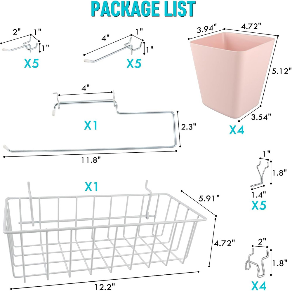 Peg Board Organizer 21 Pack, Pegboard Accessories with Baskets Cups Hooks - 1...