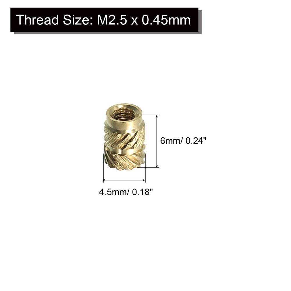 Brass Threaded Insert M2.5 Heat-Set Inserts for Plastic,70 Pcs