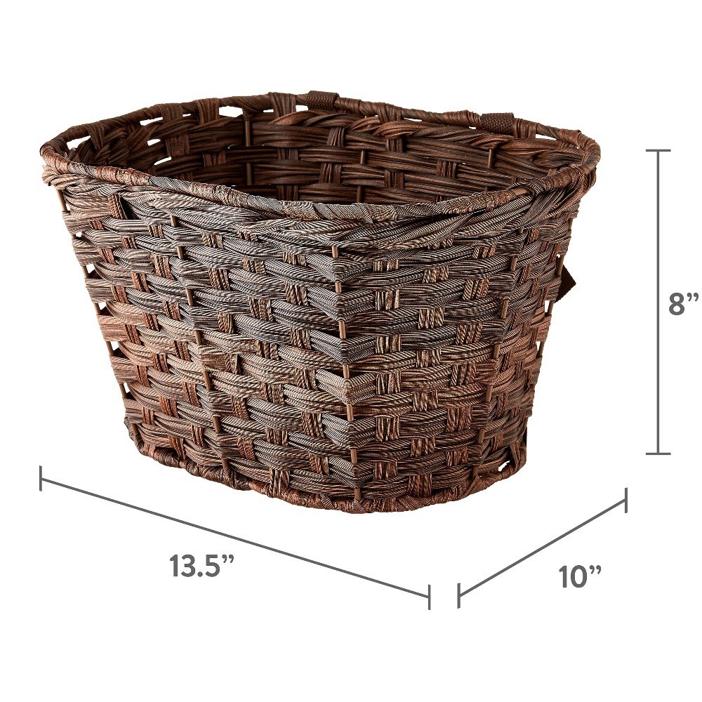 Woven Front Mount Bicycle Basket with Adjustable Straps Brown