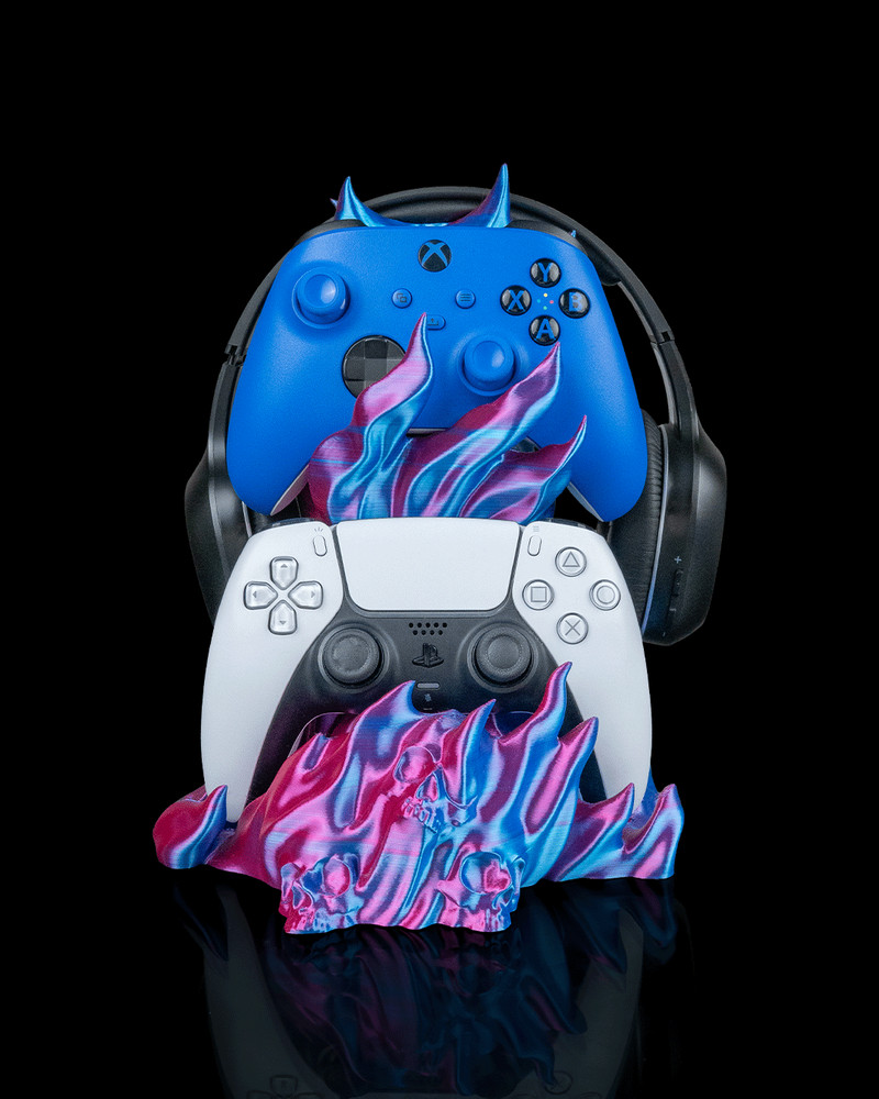 Headphone Controller Stand Skull Flame Gaming Holder PS5 Xbox Headset Organizer