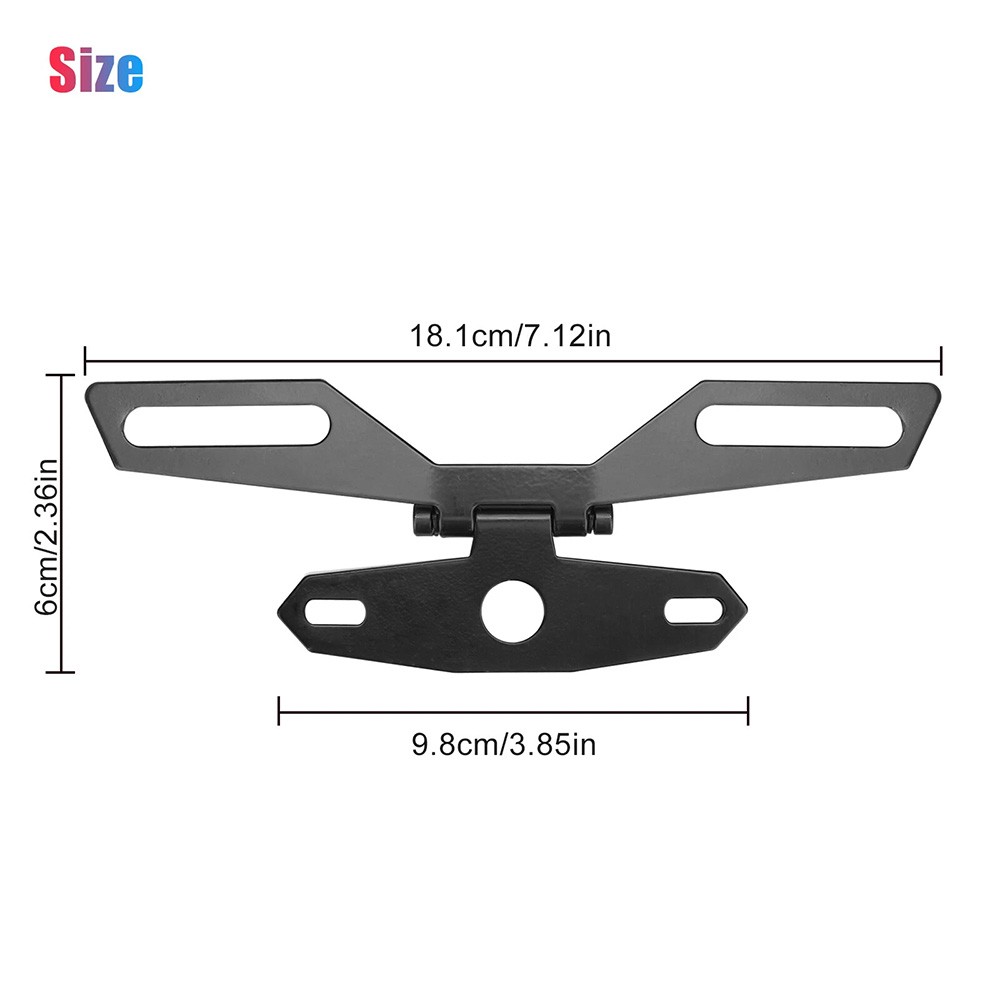 Adjustable Motorcycle Folding License Plate Holder with Tail Light Bracket DE