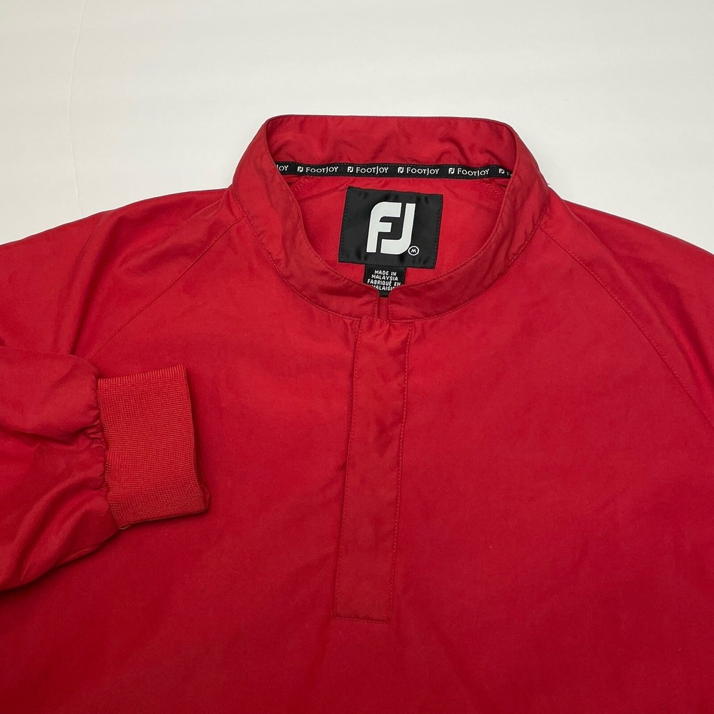 FootJoy Golf Windbreaker Medium Red Mock Neck Snap Button Quarter Zip Pullover