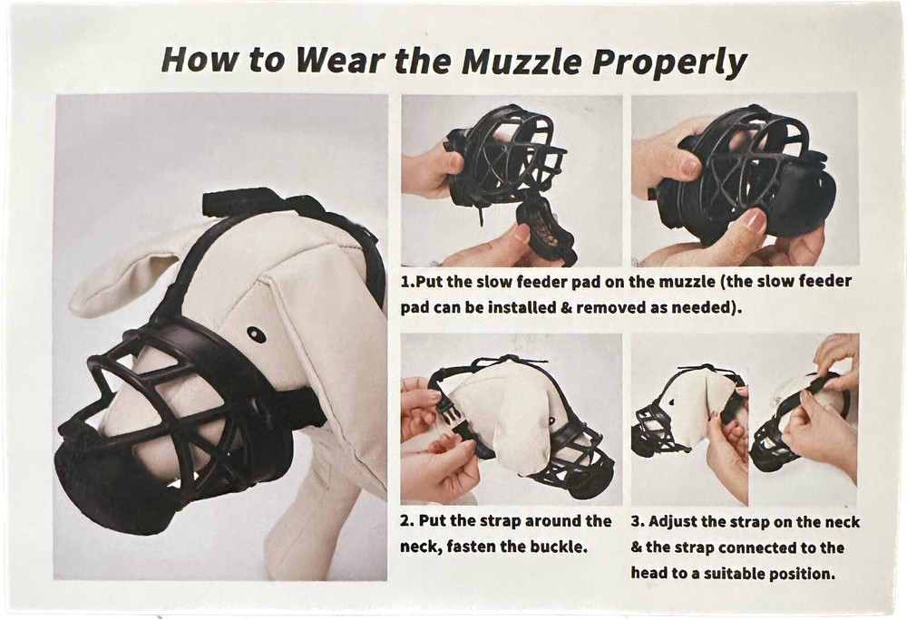 Zeaxuie Dog Muzzle Dog Basket Muzzle with Slow Feeder Pad for Small Medium La...