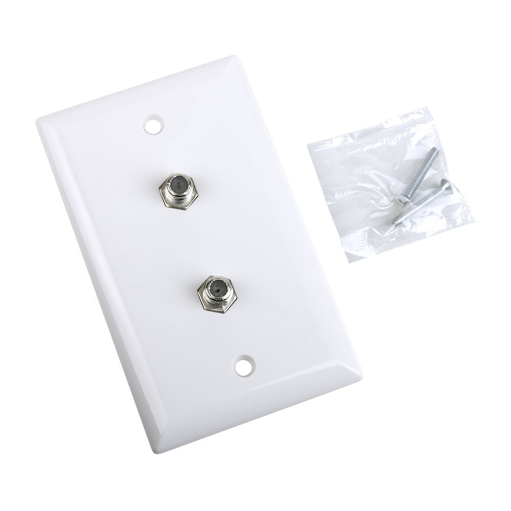 Construct Pro Wall Plate with Dual F-81 Connectors (White)