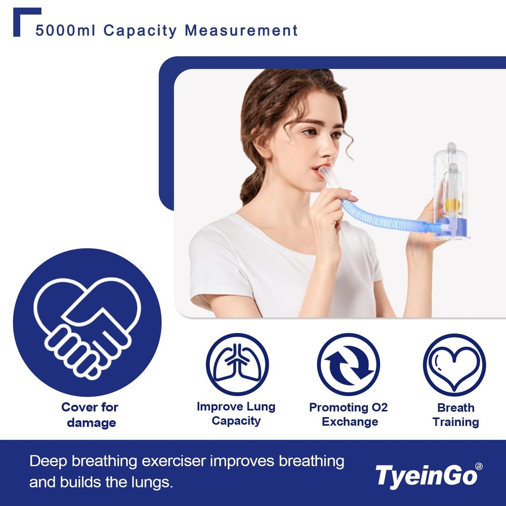 Breathing Exercise Device for Lungs, Trainer 5000ml, Transparent