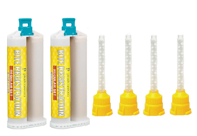 2 x 50ml Dental Bite Material, Regular Set, Unflavored with 4 Mixing Tips