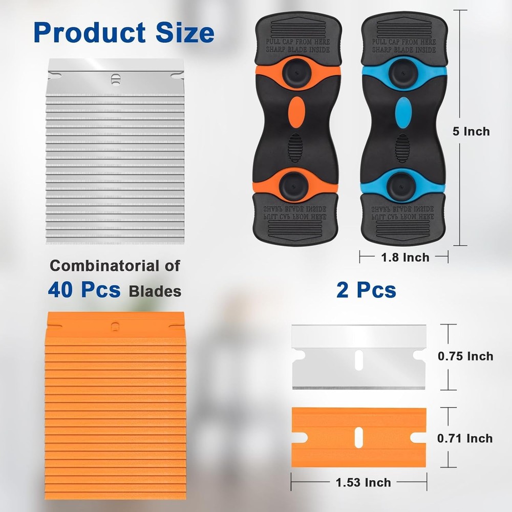 Aisoso Razor Scraper Tool 2 Pack, Razor Blade Scraper Tool with 20pcs Plastic Bl