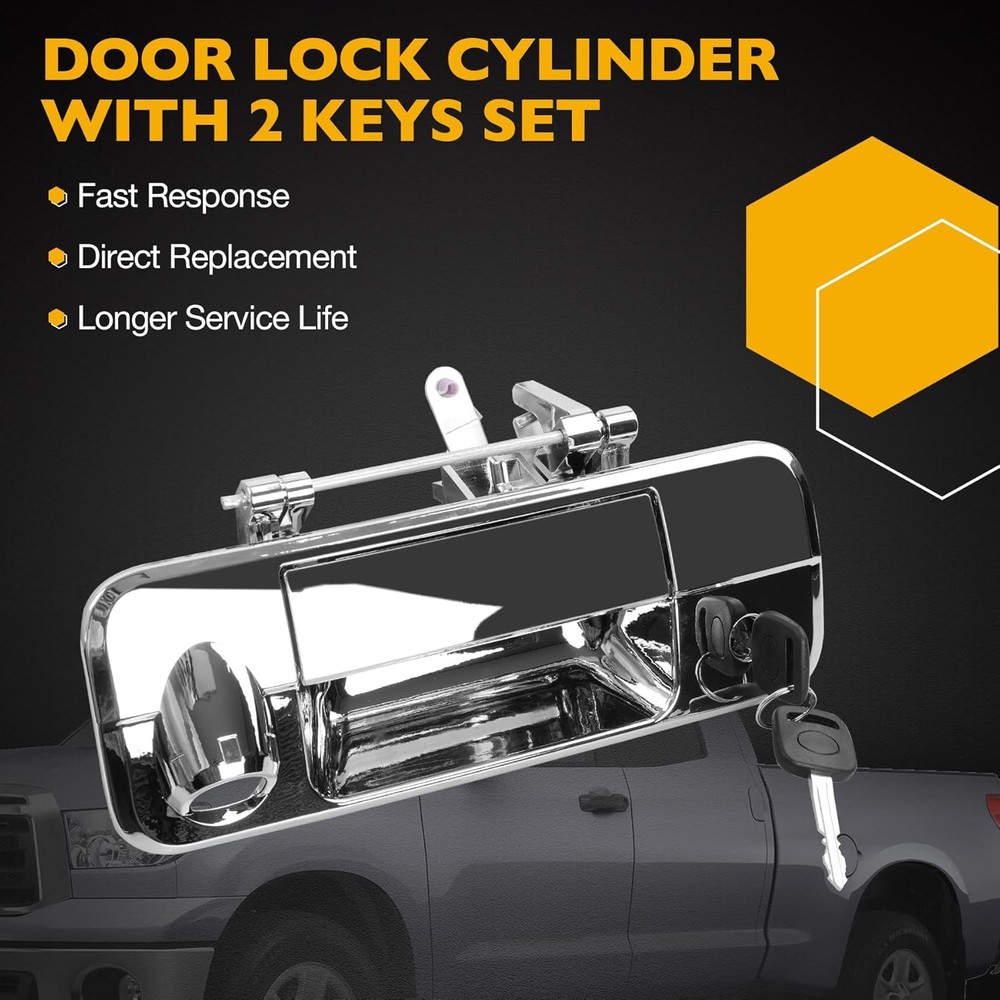 Chrome Tailgate Handle Liftgate Latch Handle with Rear Camera Hole Lock Cylinder